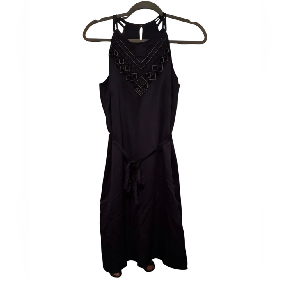 NWT BANANA REPUBLIC NAVY BEADED HALTER NECK COCKTAIL DRESS SIZE S